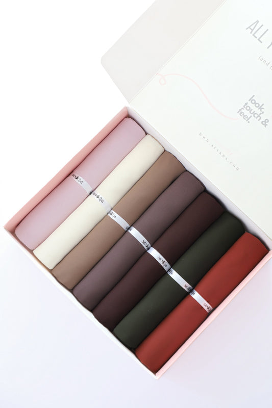 Coffret de 4 hijabs en mousseline Sevkda – Foulards en mousseline élégants et polyvalents